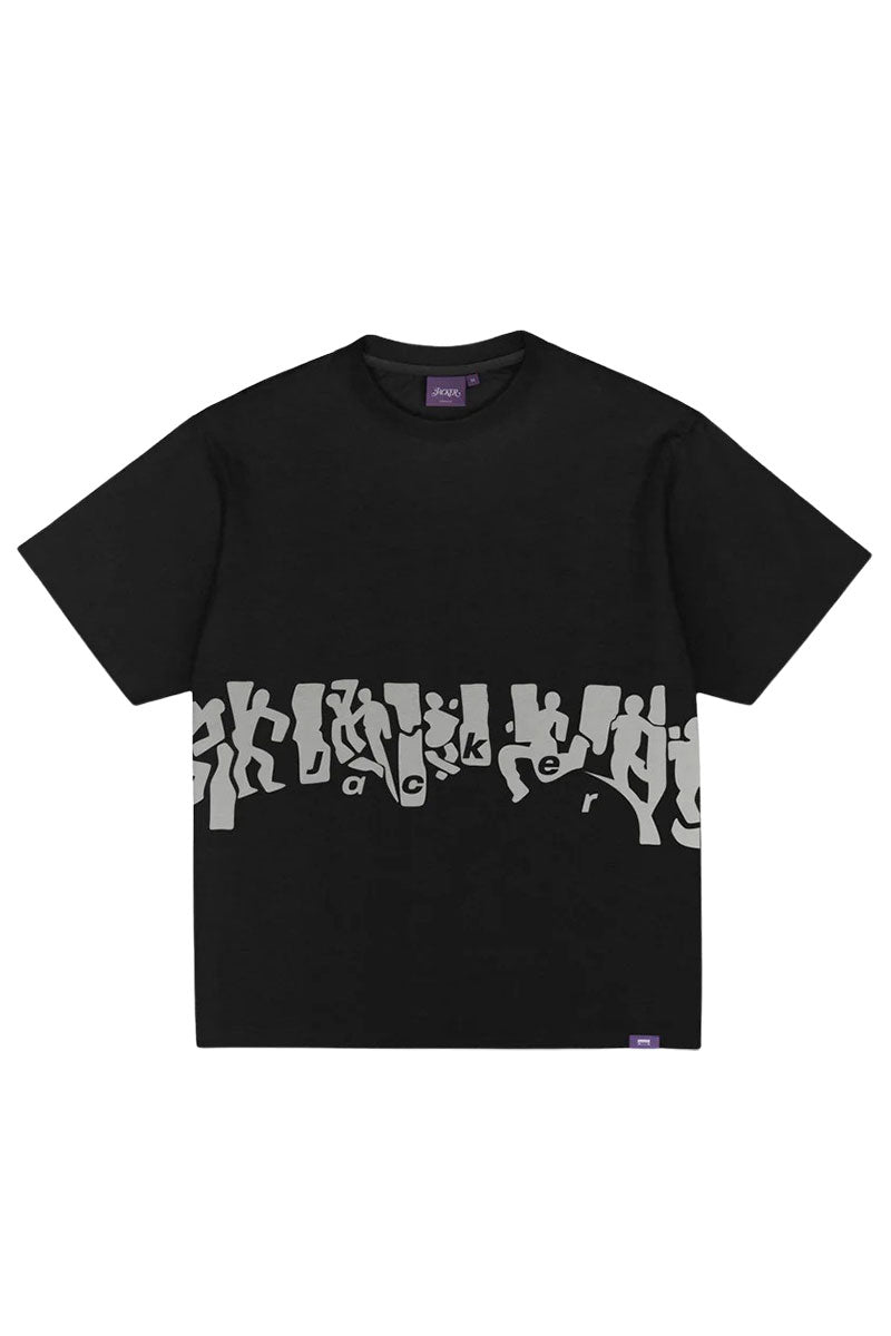 JACKER MIRROR MAZE GARMENT DYED CROP T-SHIRT Black