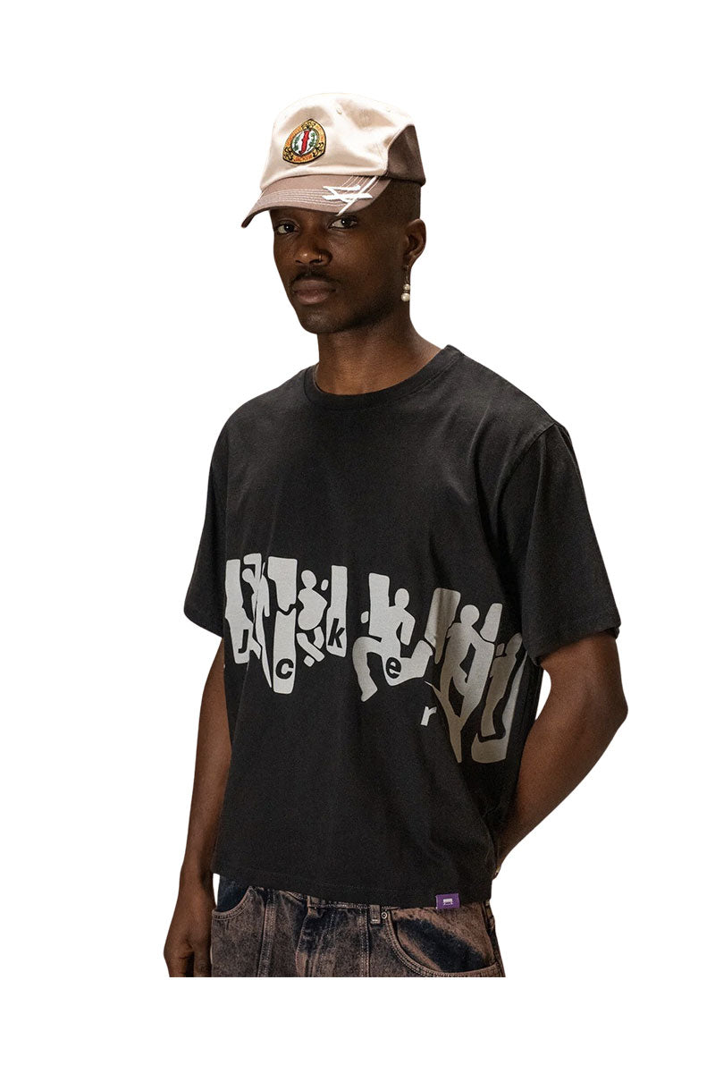 JACKER MIRROR MAZE GARMENT DYED CROP T-SHIRT Black