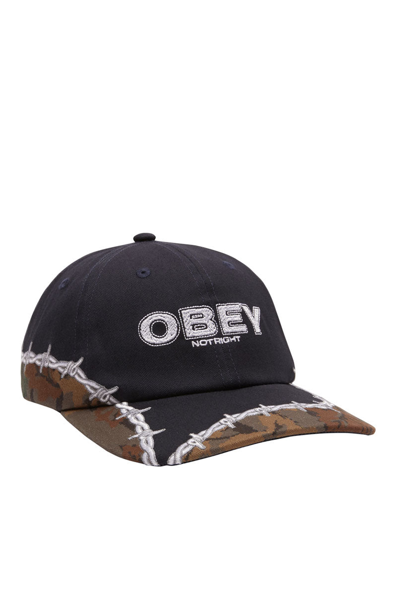 OBEY NOT RIGHT 6 PNL VELCRO BACK CAP Navy Multi