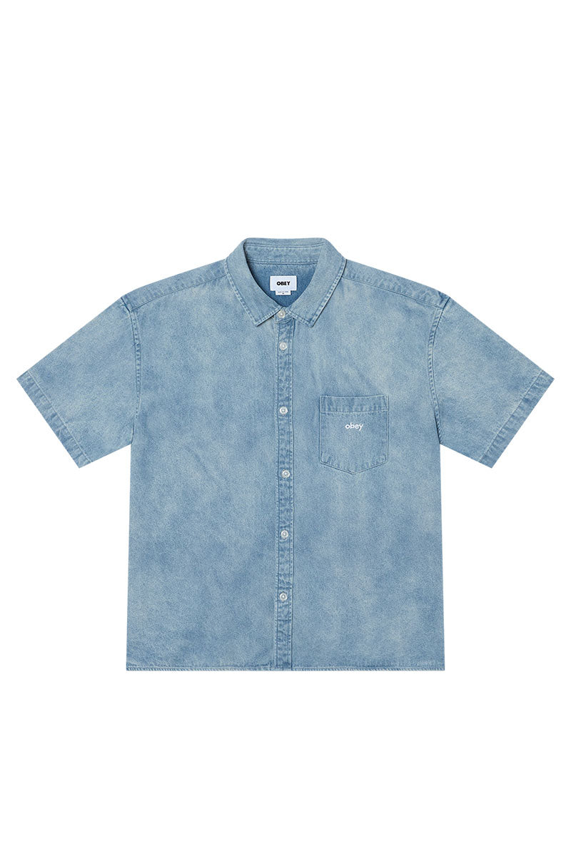 OBEY OWENS DENIM SHIRT Bleached Indigo