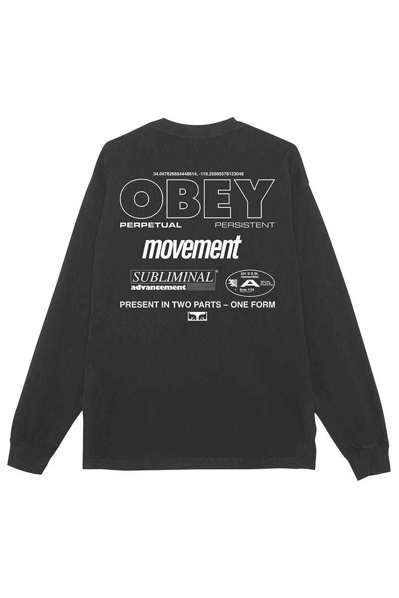 OBEY PERSISTENT MOVEMENT L/S T-SHIRT Pigment True Vintage Black