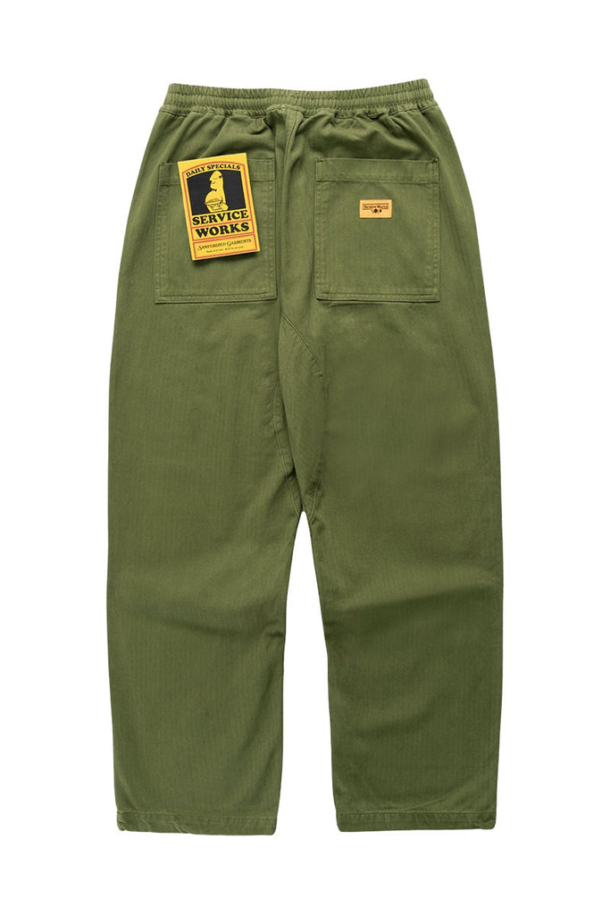 SERVICE WORKS HERRINGBONE CHEF PANT Pesto