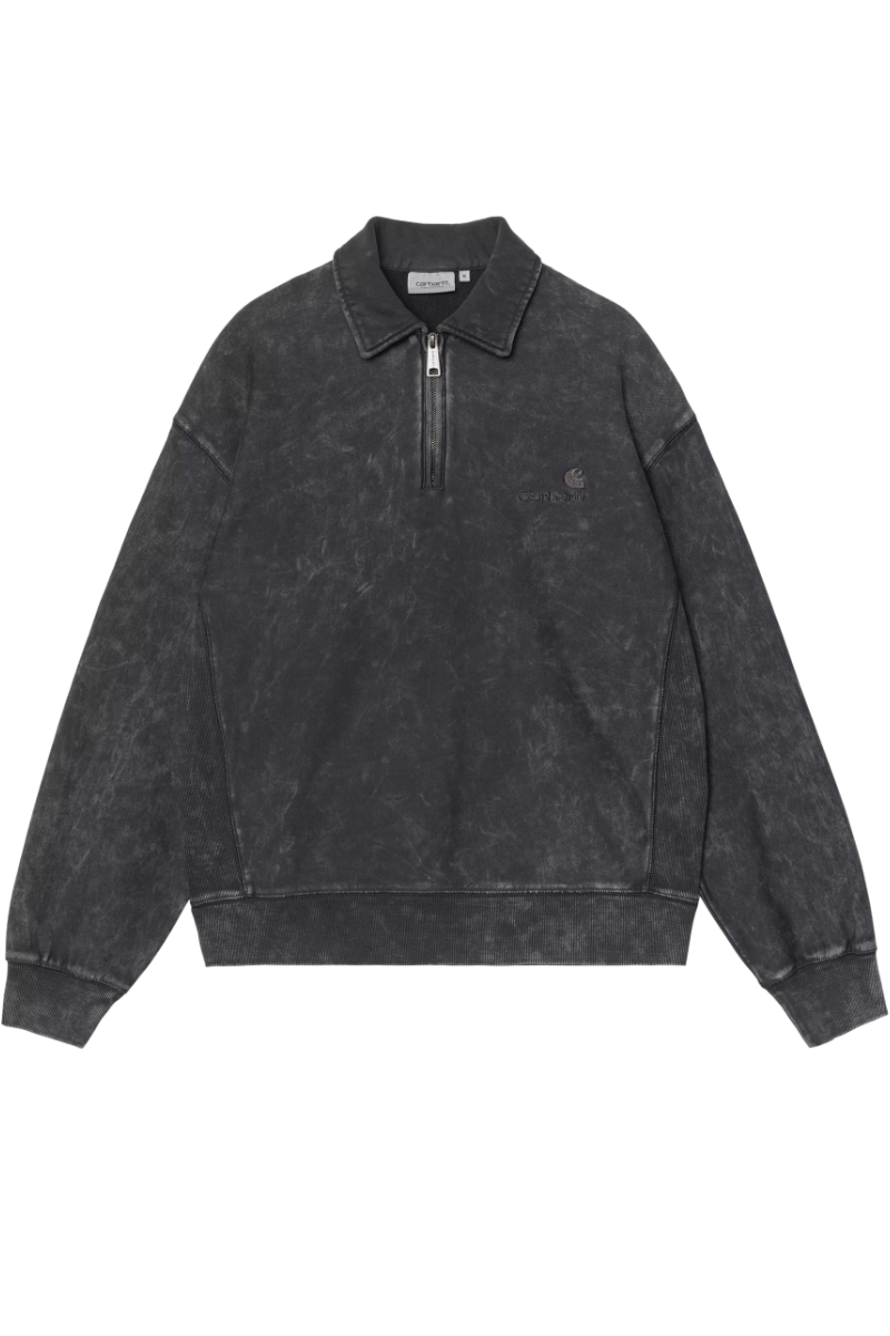 CARHARTT WIP LAMBERT POLO SWEAT Black Moon Wash