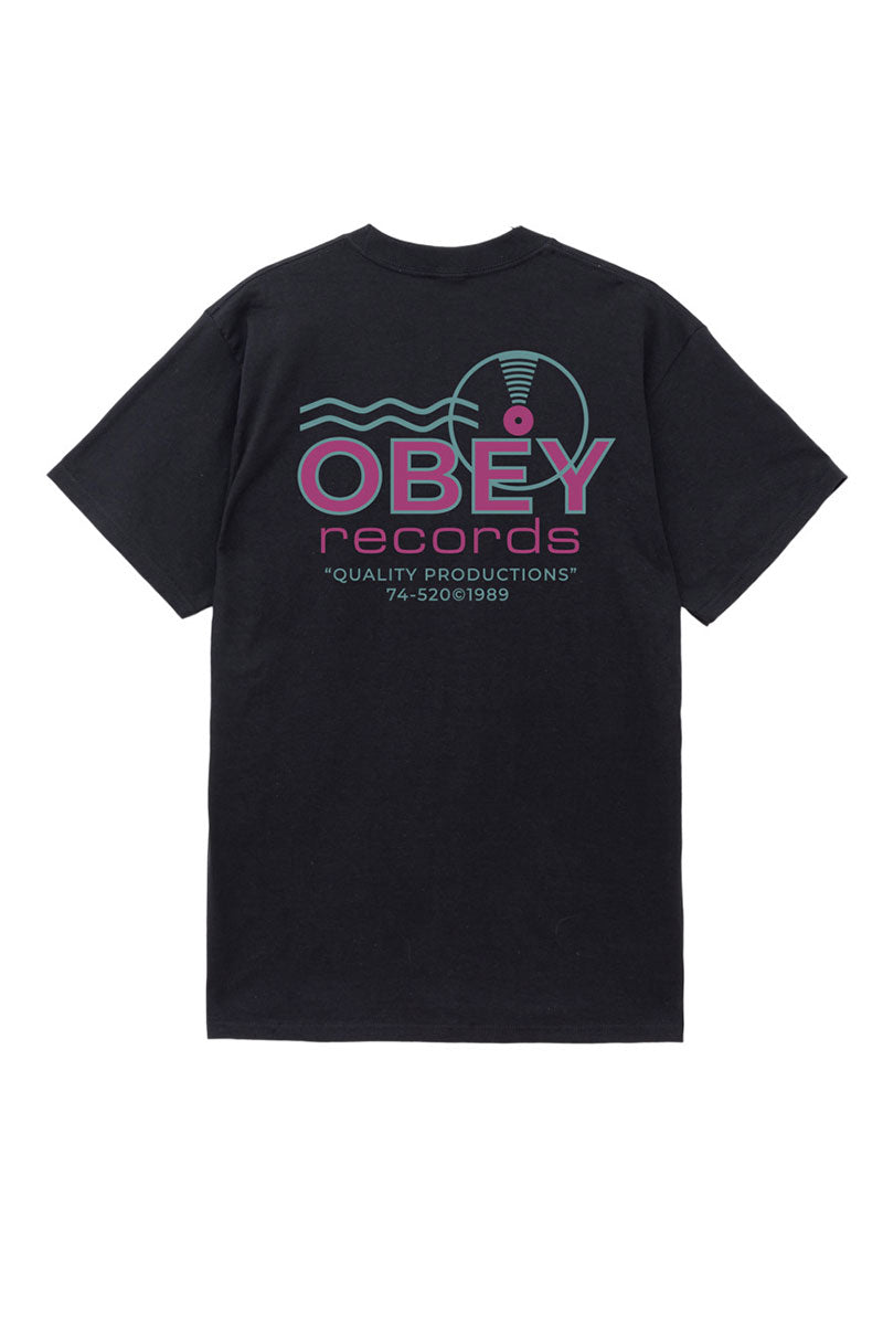 OBEY RECORDS SOUND WAVES T-SHIRT Black
