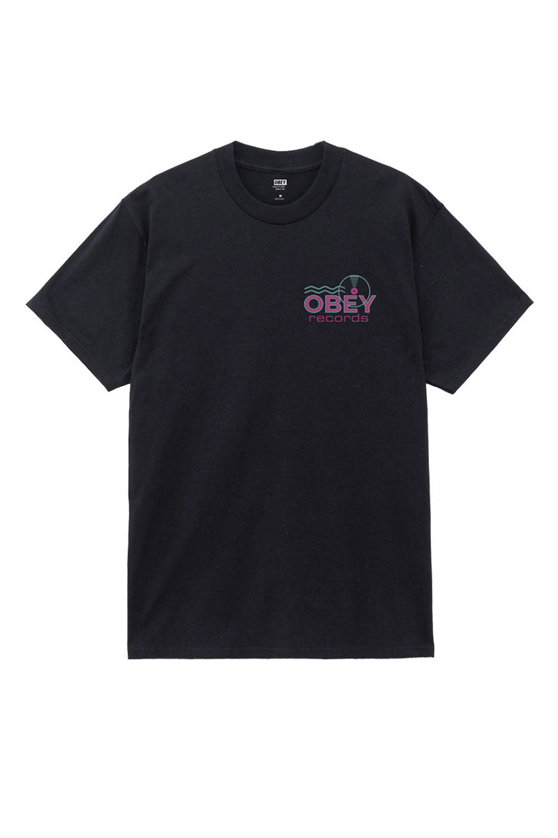 OBEY RECORDS SOUND WAVES T-SHIRT Black