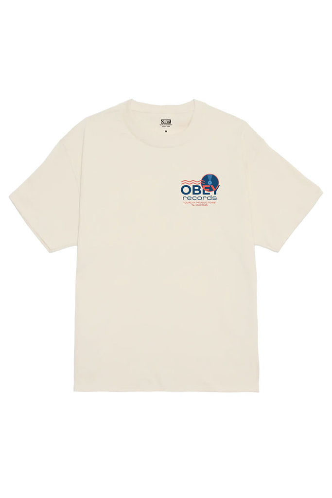 OBEY RECORDS SOUND WAVES T-SHIRT Cream