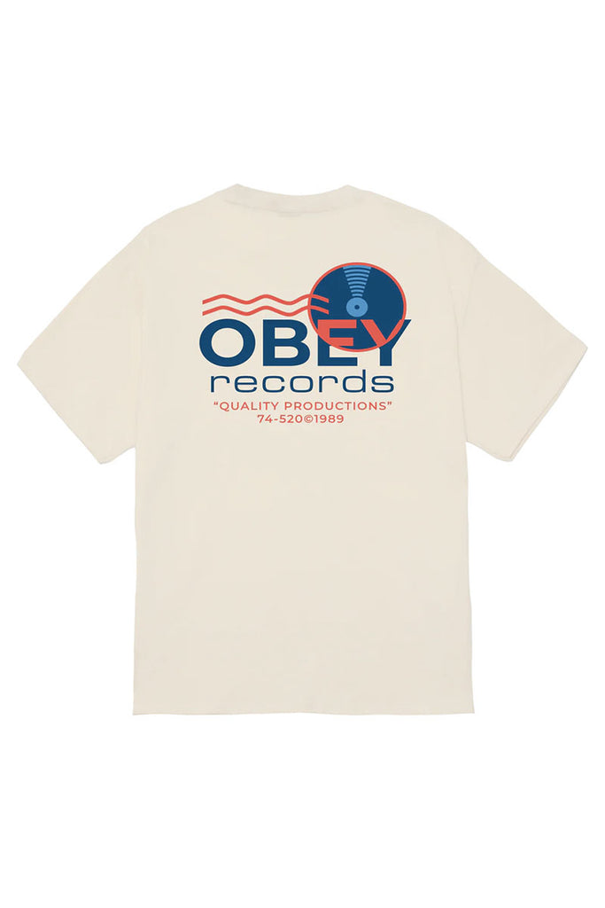 OBEY RECORDS SOUND WAVES T-SHIRT Cream