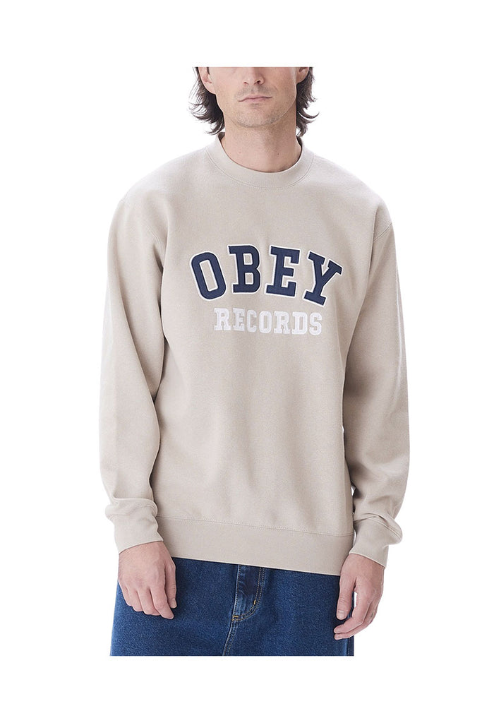 OBEY RECORDS CREWNECK Silver Grey