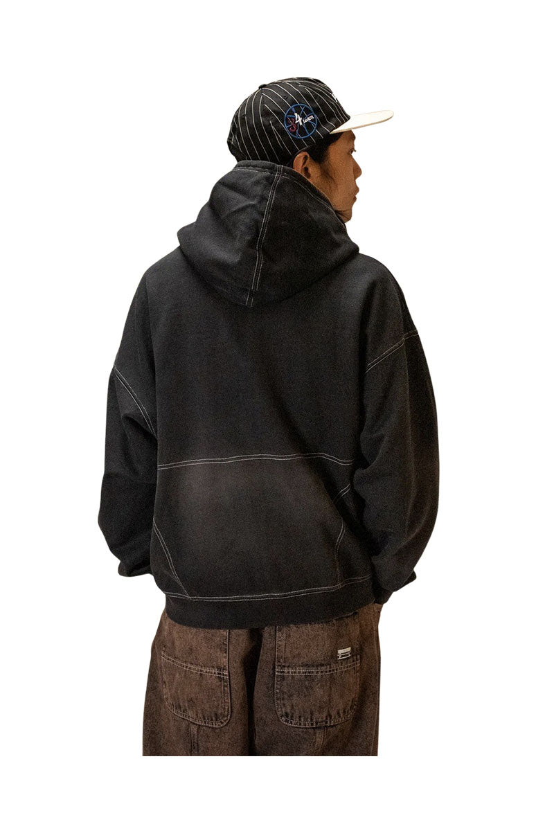 JACKER ROUGH GARMENT DYED PREMIUM HOODIE ZIP Black