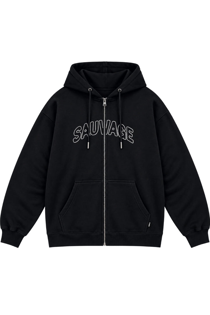 Sweat zippé à capuche Farci Sauvage noir