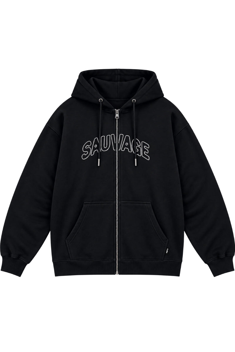 Sweat zippé à capuche Farci Sauvage noir