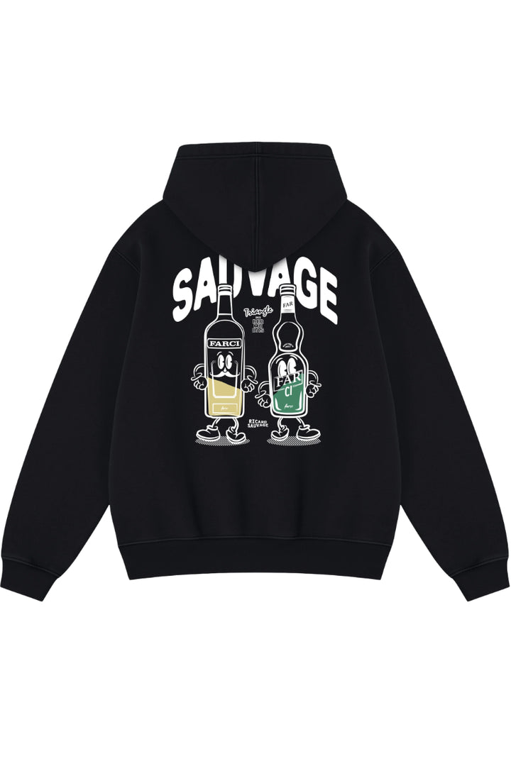 Sweat zippé à capuche Farci Sauvage noir – vue 2