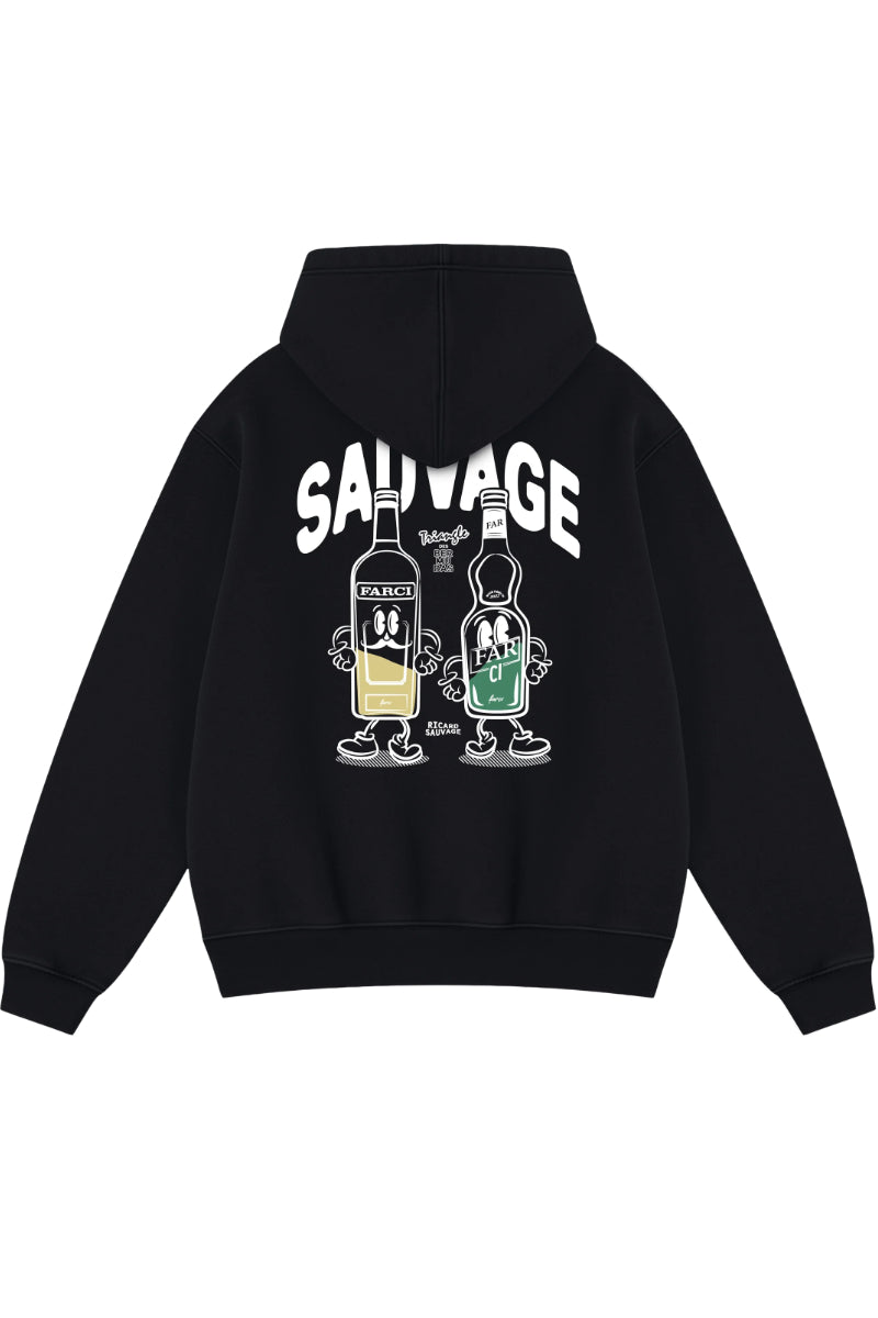 Sweat zippé à capuche Farci Sauvage noir – vue 2