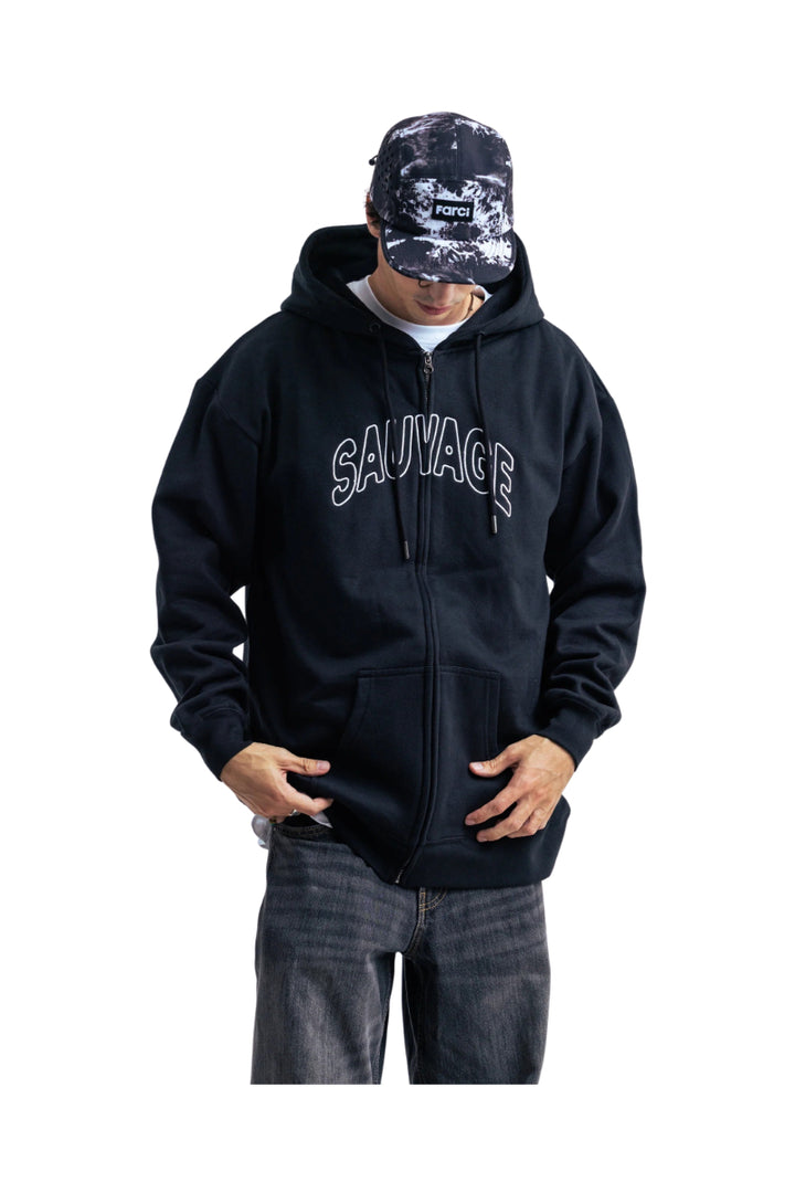 Sweat zippé à capuche Farci Sauvage noir – vue 3