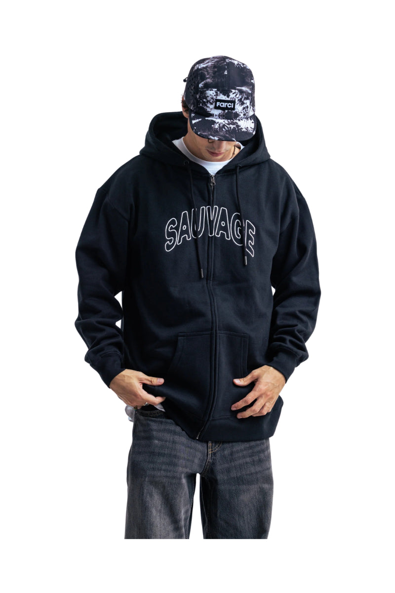 Sweat zippé à capuche Farci Sauvage noir – vue 3