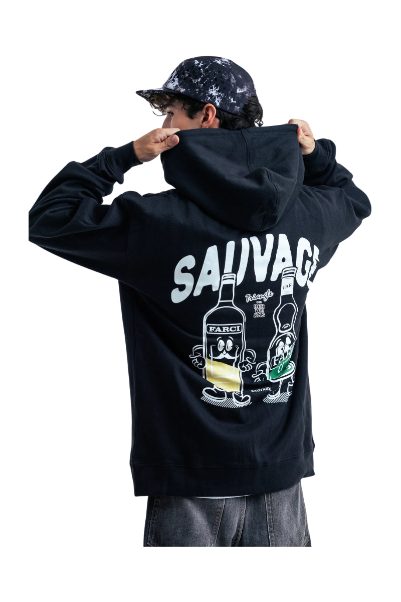 Sweat zippé à capuche Farci Sauvage noir – vue 4