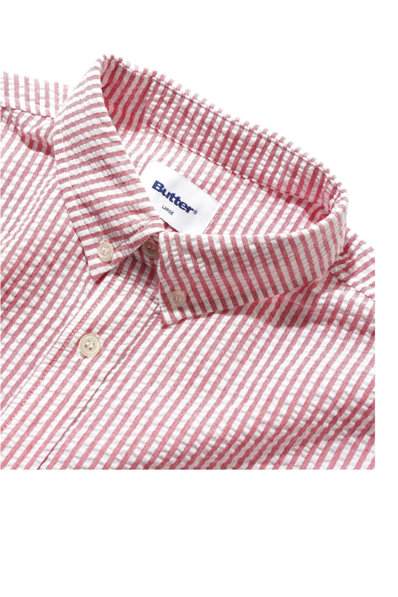 BUTTER SEERSUCKER STRIPED SHIRT Red