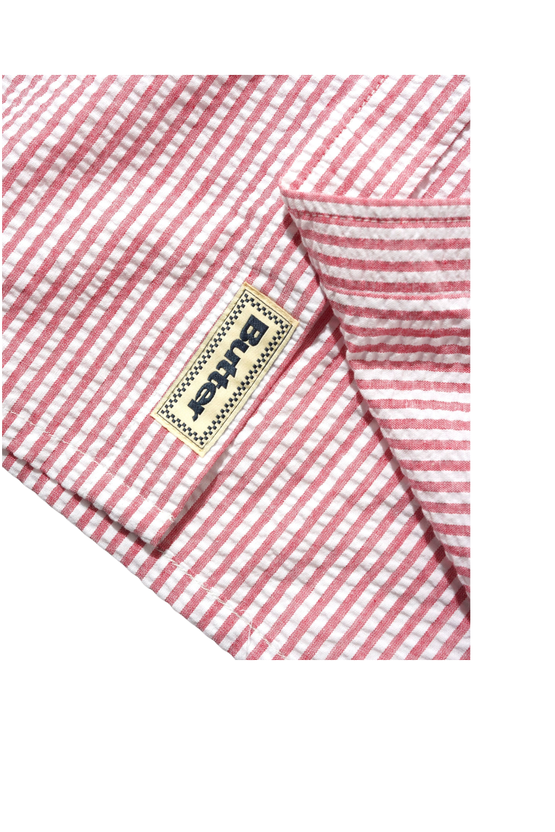 BUTTER SEERSUCKER STRIPED SHIRT Red
