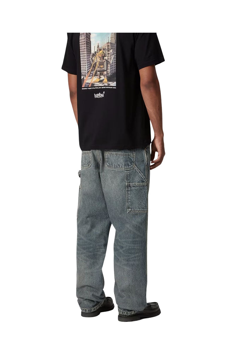 CARHARTT WIP SINGLE KNEE PANT Blue Worn Used Wash