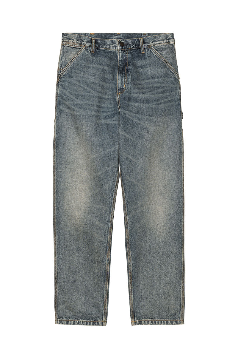 CARHARTT WIP SINGLE KNEE PANT Blue Worn Used Wash