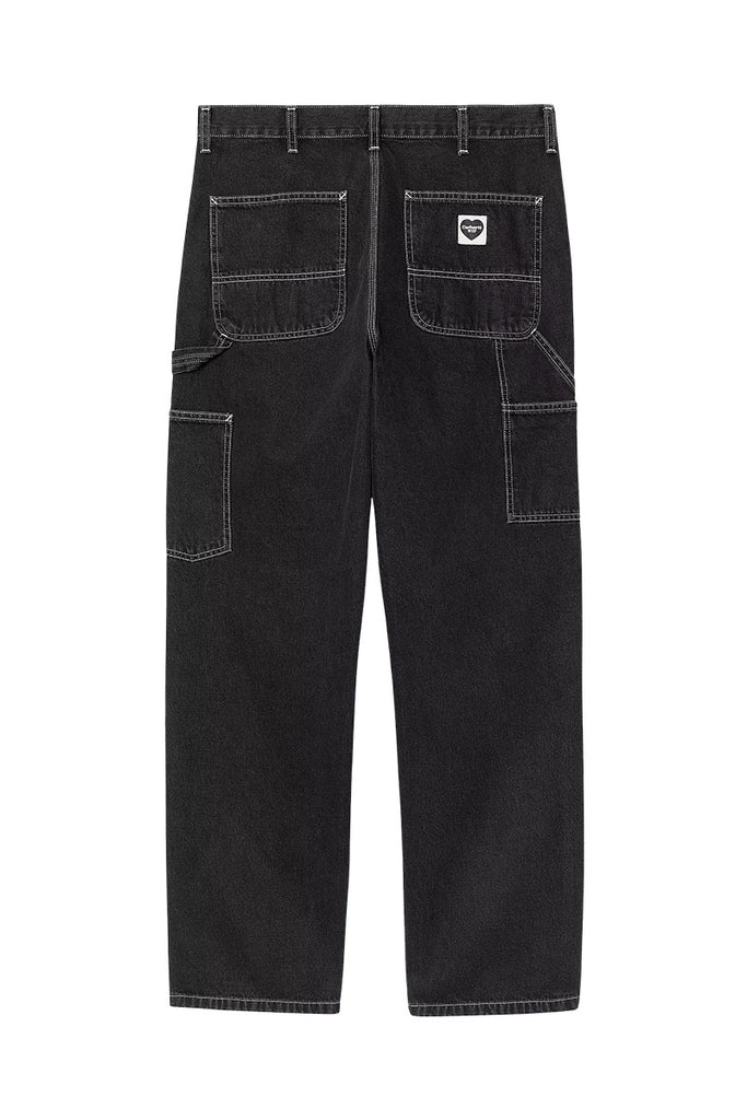 CARHARTT WIP SINGLE KNEE PANT HEART PATCH Black Rinsed