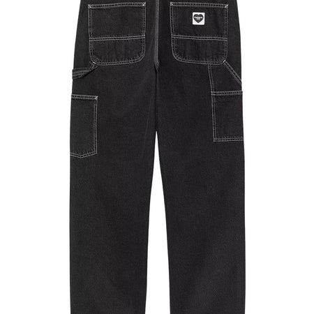 CARHARTT WIP SINGLE KNEE PANT HEART PATCH Black Rinsed