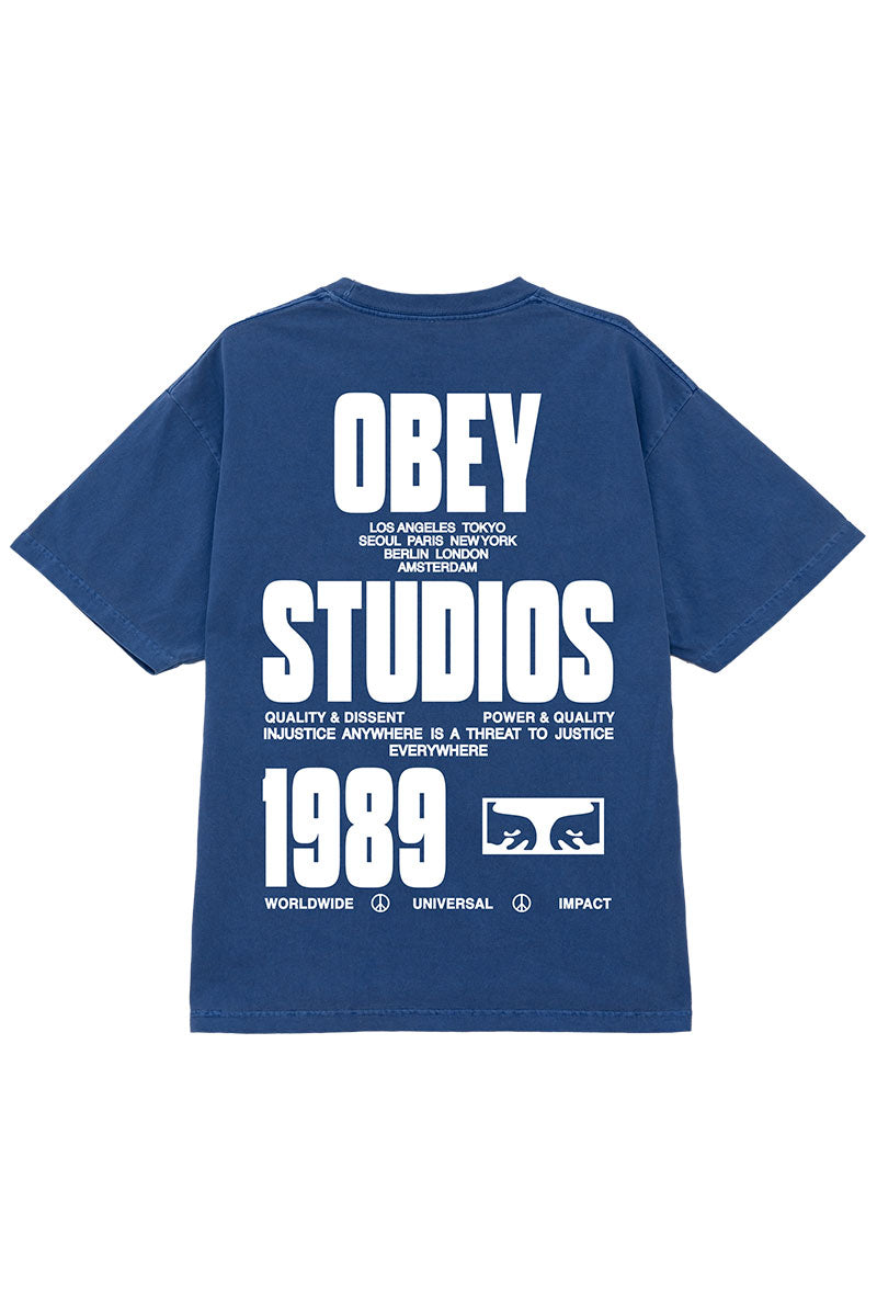 OBEY STAMPED T-SHIRT PIGMENT Electric Blue