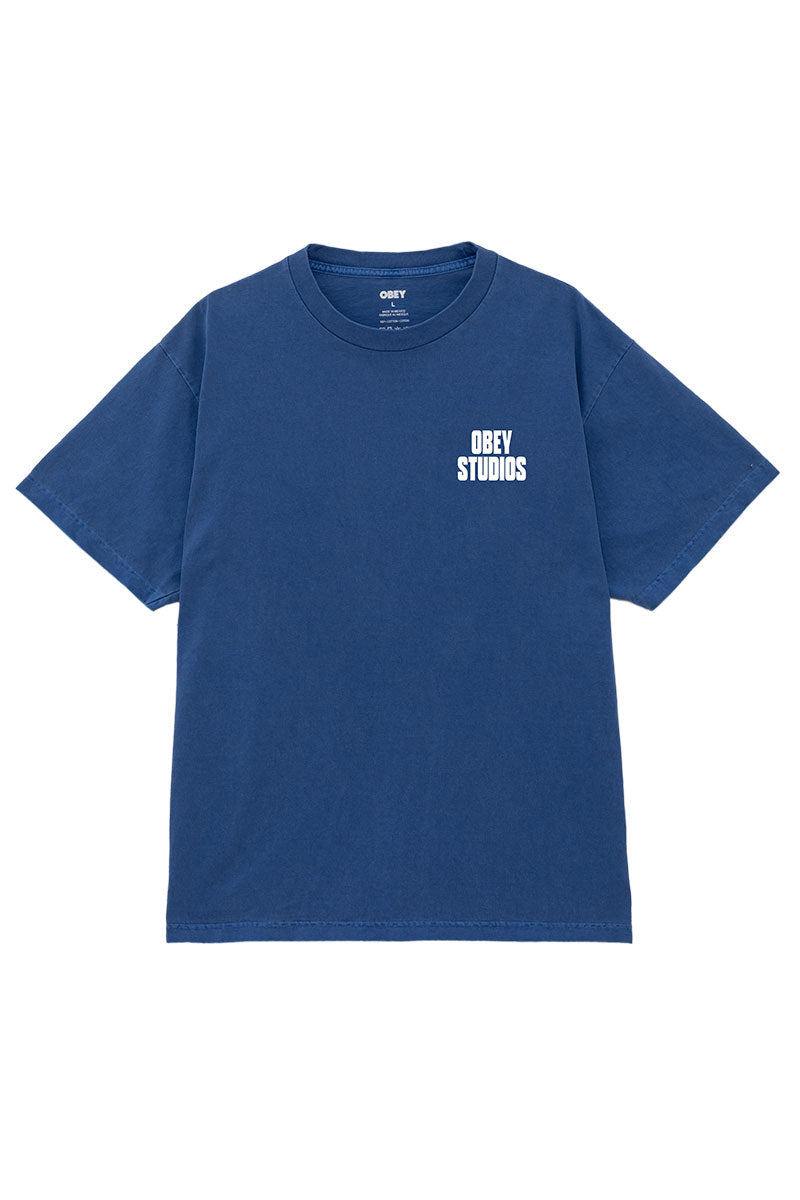 OBEY STAMPED T-SHIRT PIGMENT Electric Blue