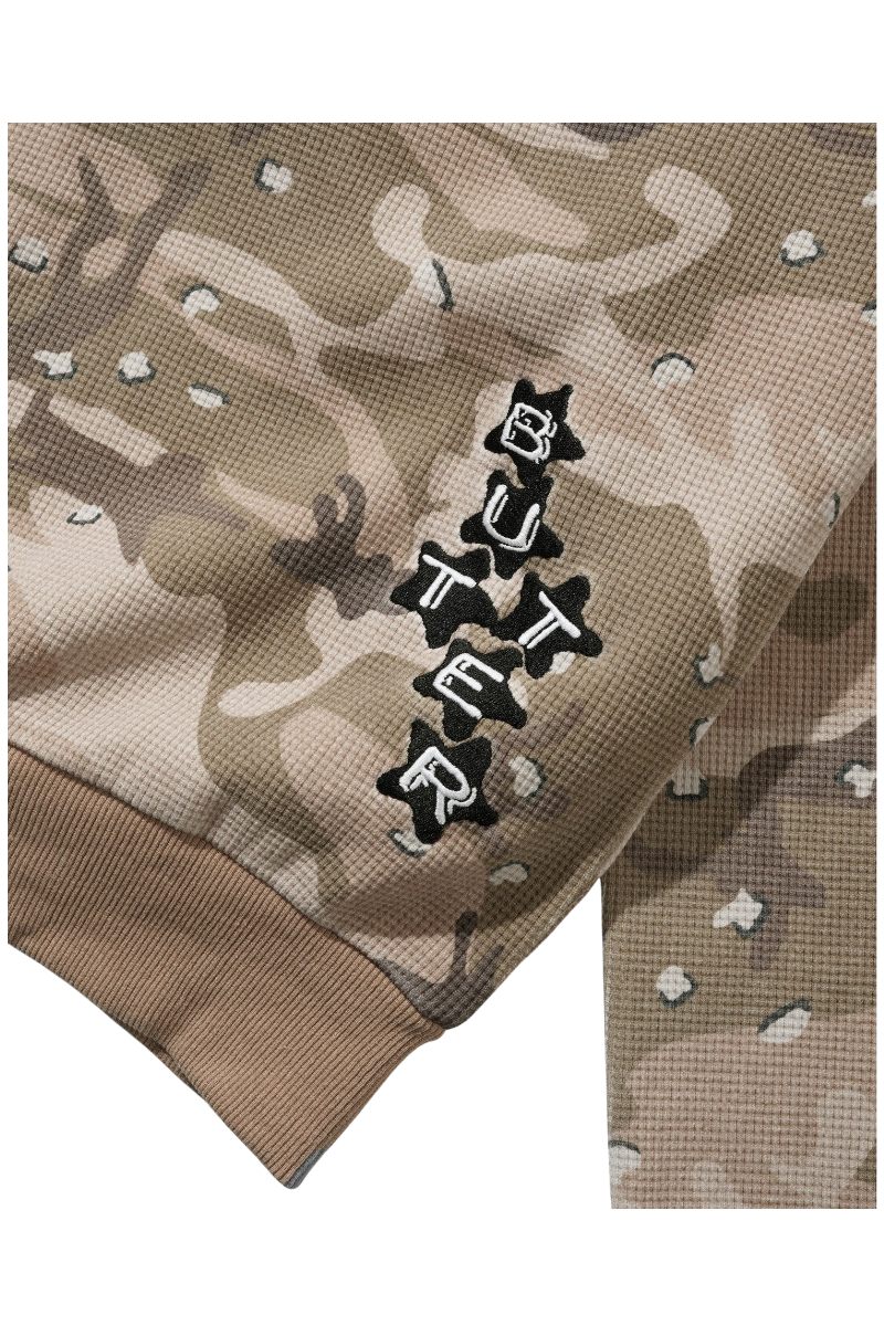 BUTTER STARS WAFFLE ZIP-THRU HOODIE Desert Camo