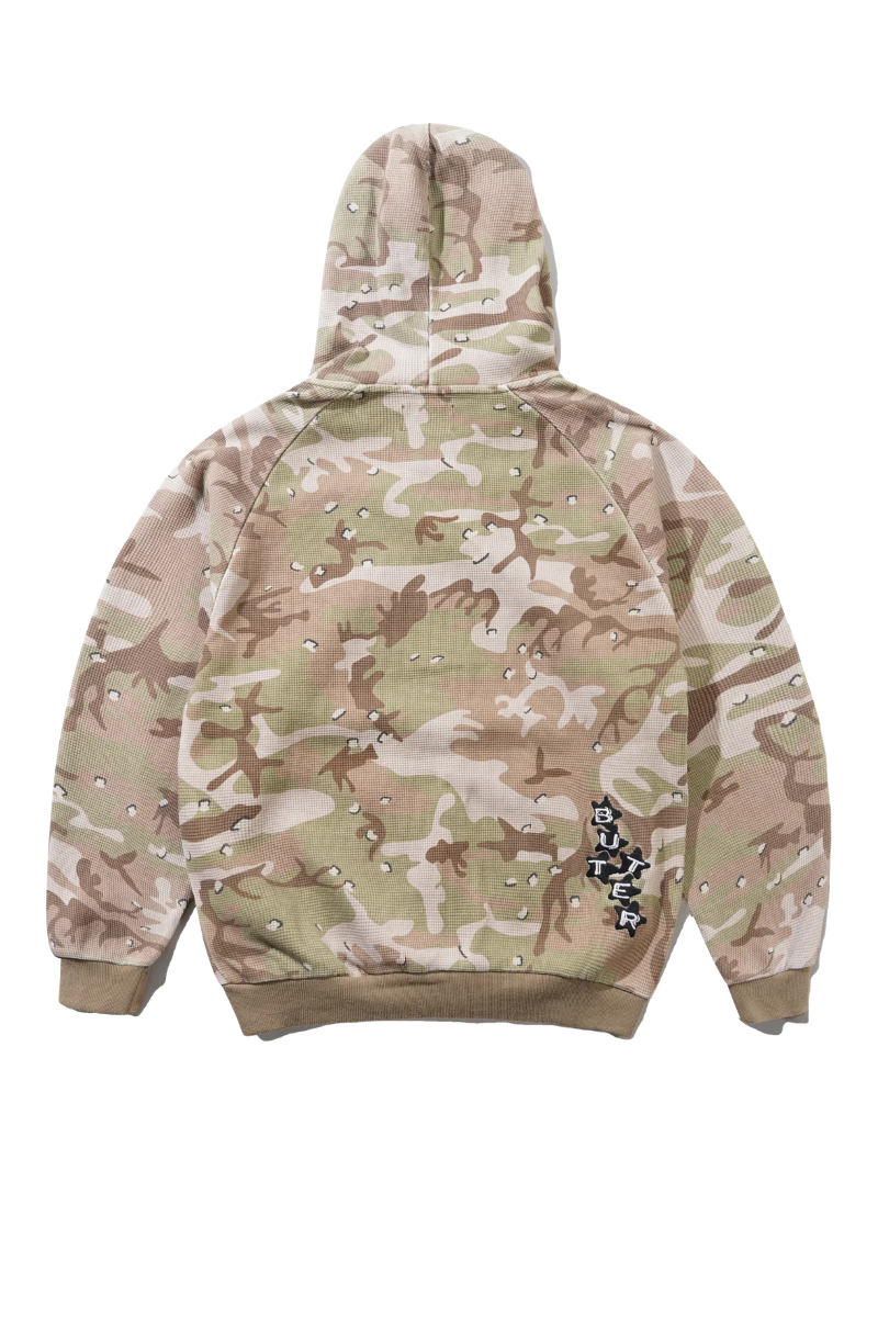 BUTTER STARS WAFFLE ZIP-THRU HOODIE Desert Camo