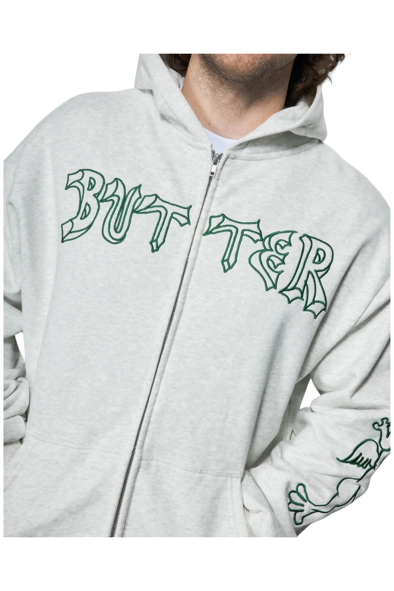 BUTTER THIRTEEN ZIP-THRU HOODIE Ash Heather