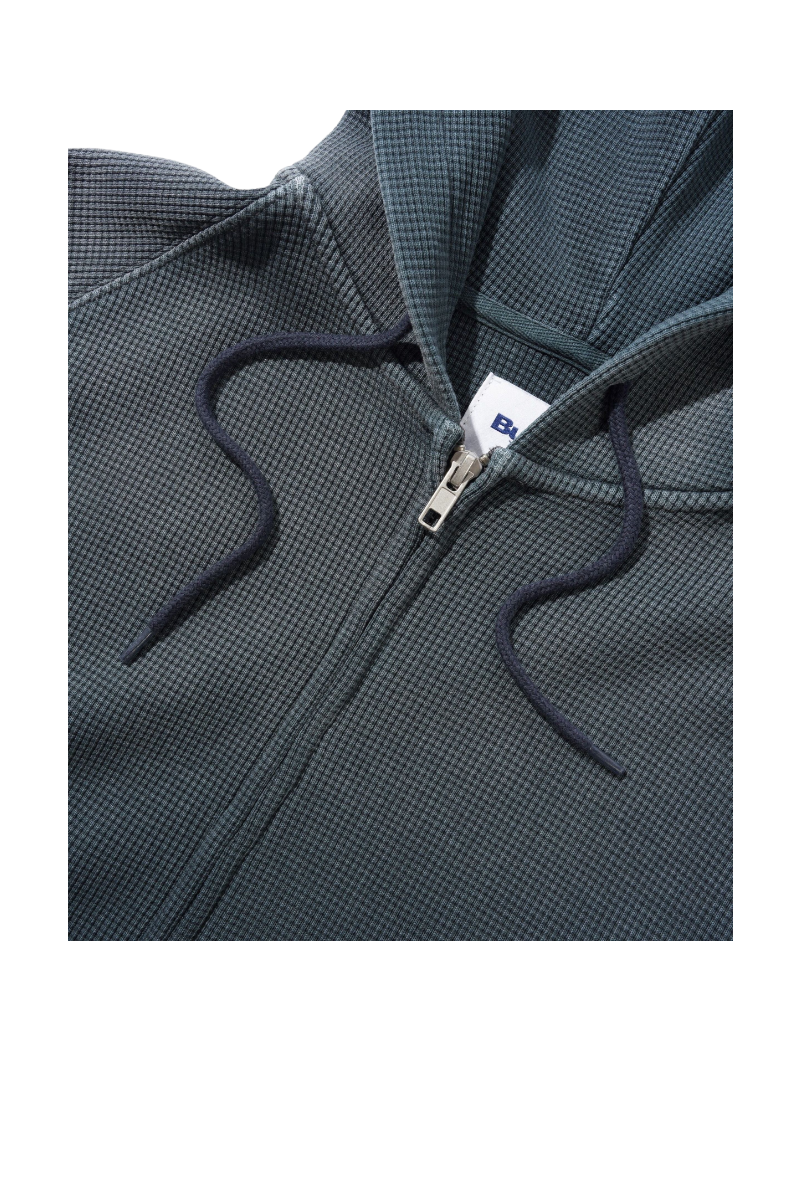 BUTTER FADED WAFFLE ZIP HOODIE Washed Black