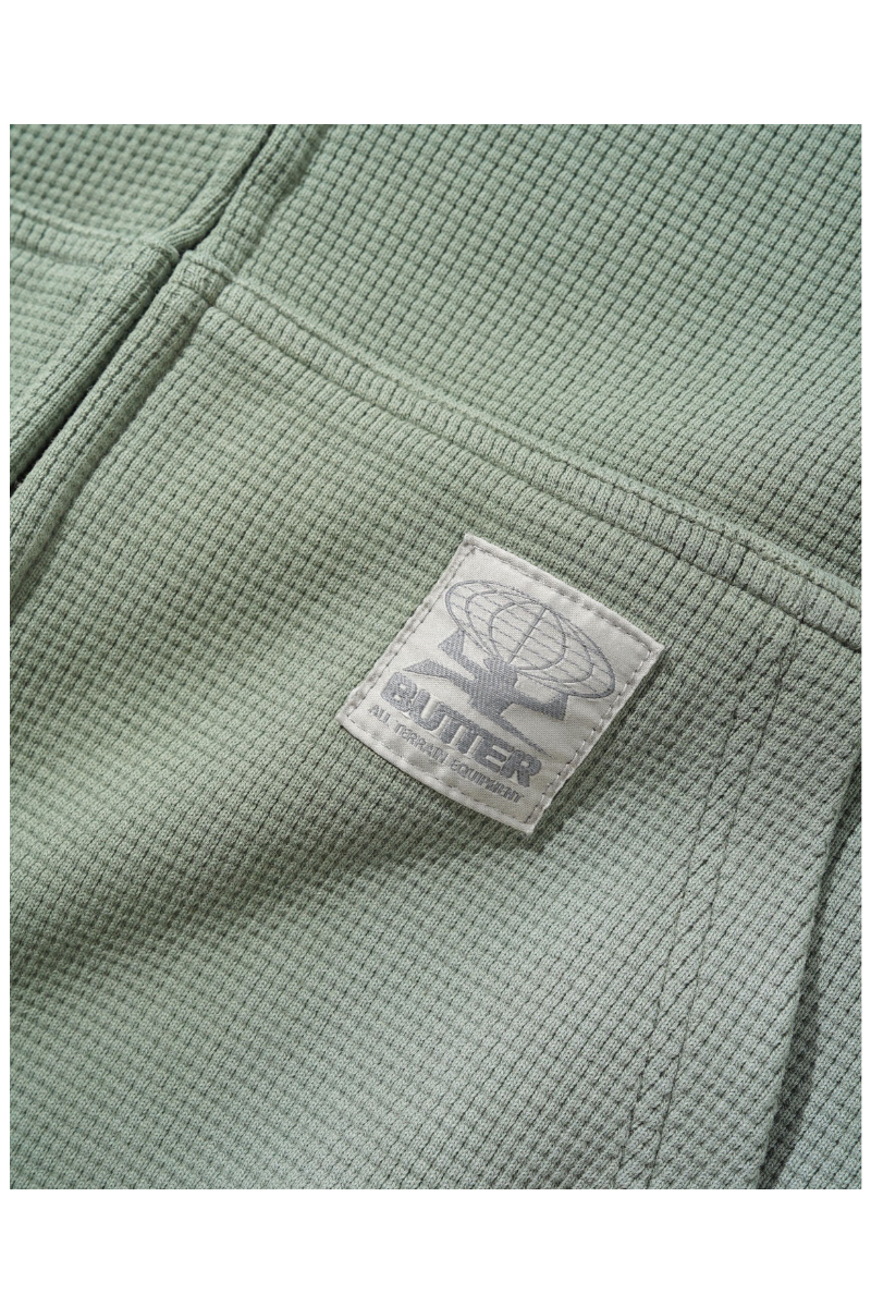 BUTTER FADED WAFFLE ZIP HOODIE Washed Sage