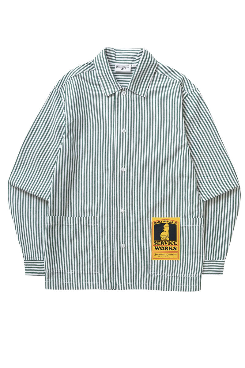 SERVICE WORKS POPLIN STRIPE WAITER SHIRT Forest