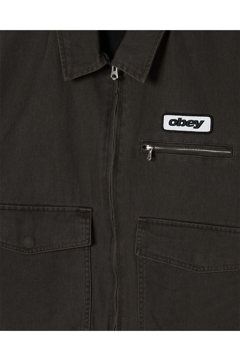 OBEY WALTER WORK JACKET Black Faded Wash