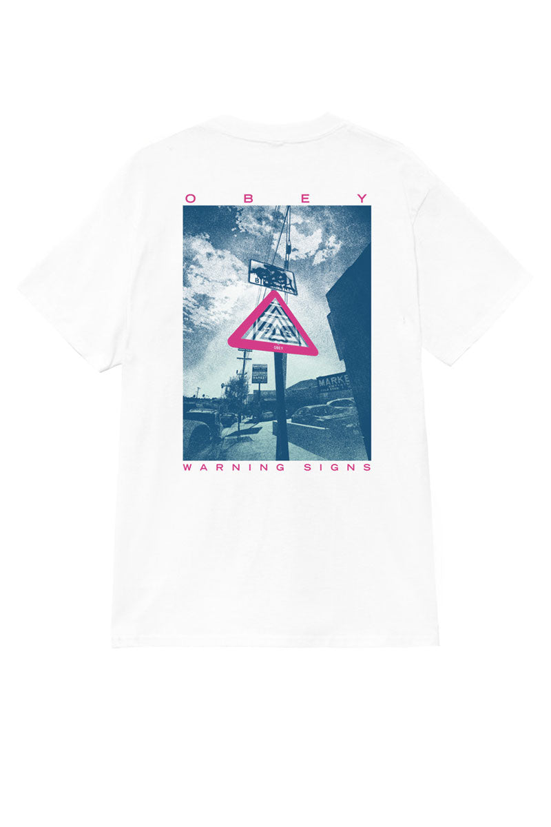 OBEY WARNING SIGN T-SHIRT White