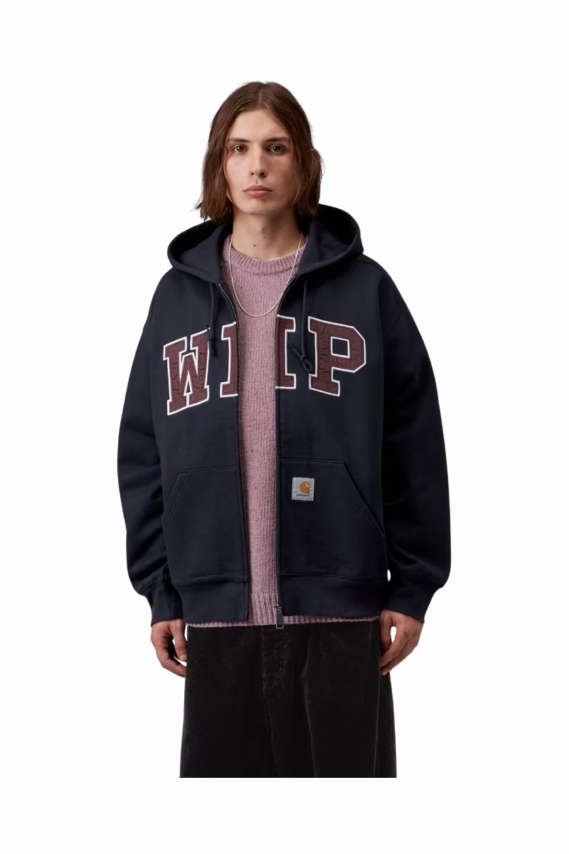 Sweat zippé à capuche Carhartt WIP bleu marine foncé délavé