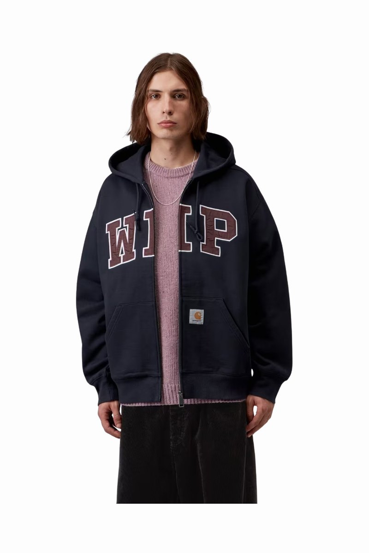 Sweat zippé à capuche Carhartt WIP bleu marine foncé délavé