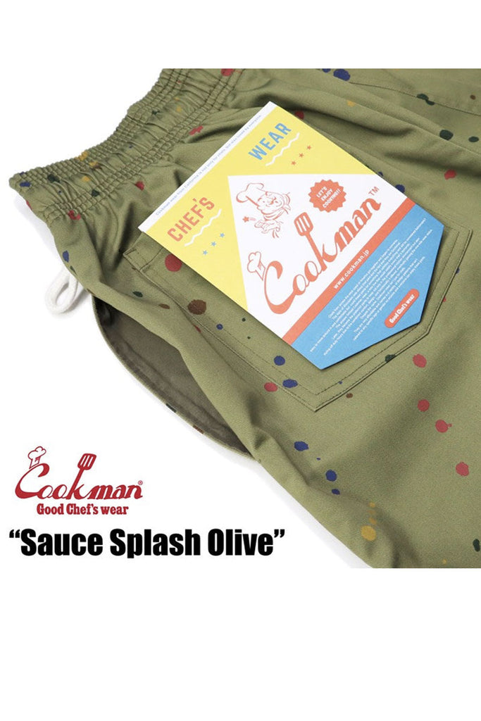 COOKMAN CHEF PANTS SAUCE SPLASH Olive